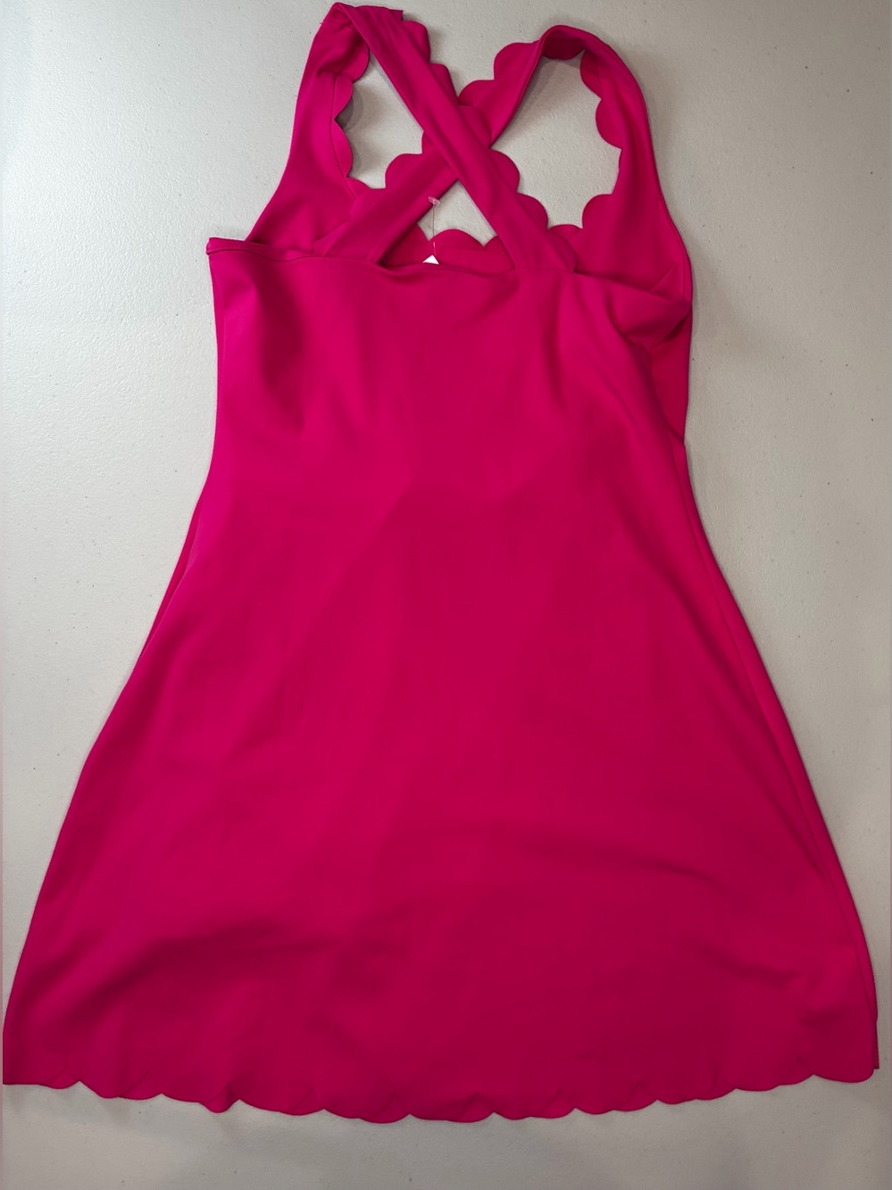 Women’s J. Crew Hot Pink Scalloped Sleeveless Dress - size XS - Picture 5 of 14